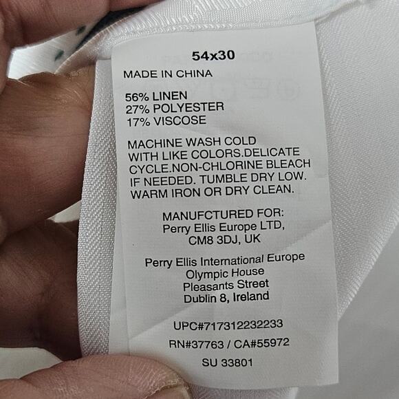 Cubavera Linen Blend Pants Men's 54x30 White NWT Big & Tall Flat Front Resort - Picture 4 of 9